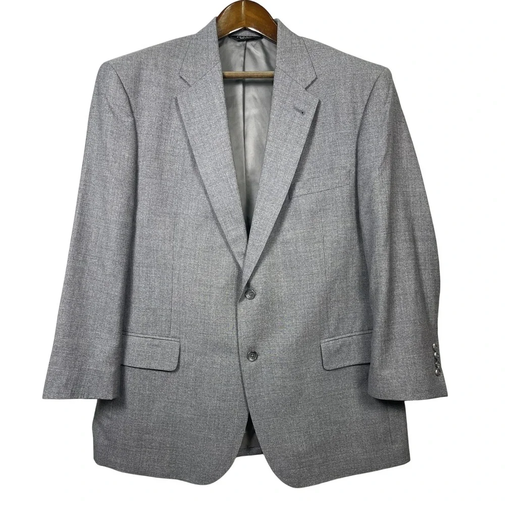 Jos. A. Bank Blazer Mens 44R Grey Signature Collection 100% Wool Two Button